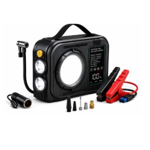 3000A Car Jump Starter with Air Compressor, 10W LED Light & Power Bank
